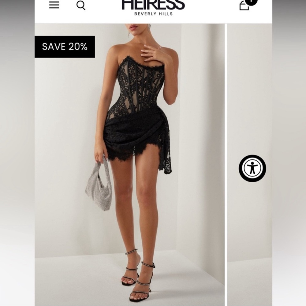 SOLD!!! Heiress Beverly Hills BLACK LACE CORSET DRAPED MINI DRESS
